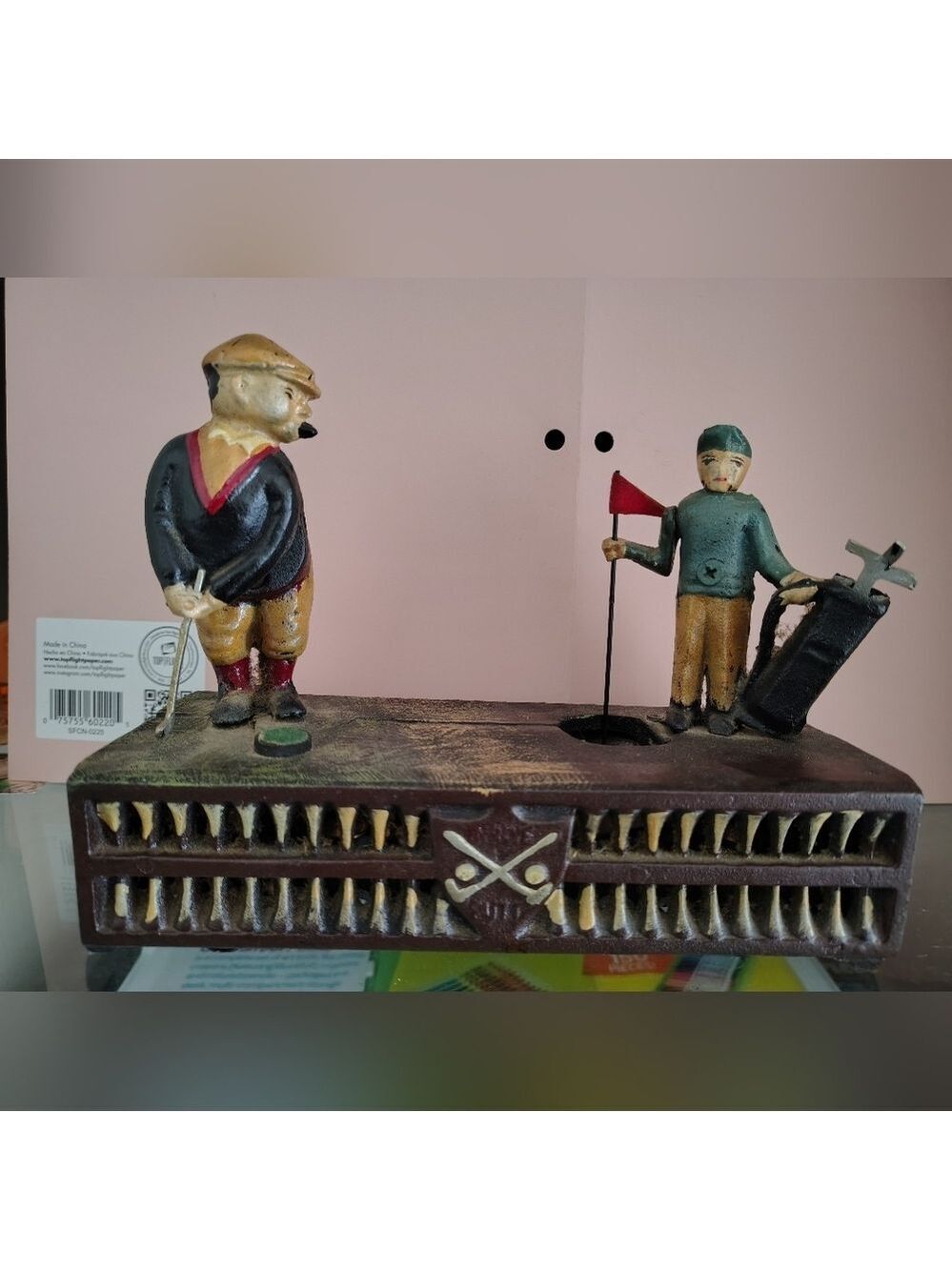 Cast Iron Mechanical Golf Coin Bank